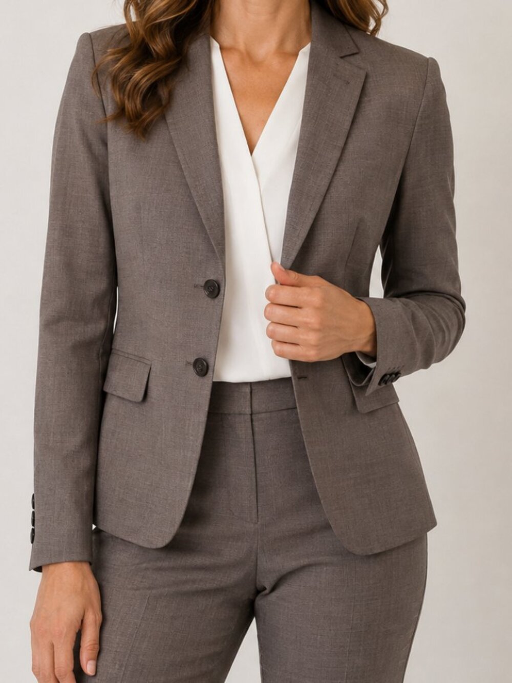 Ann Taylor Virgin Wool Taupe Blazer Suit Jacket Business Casual Office Academia